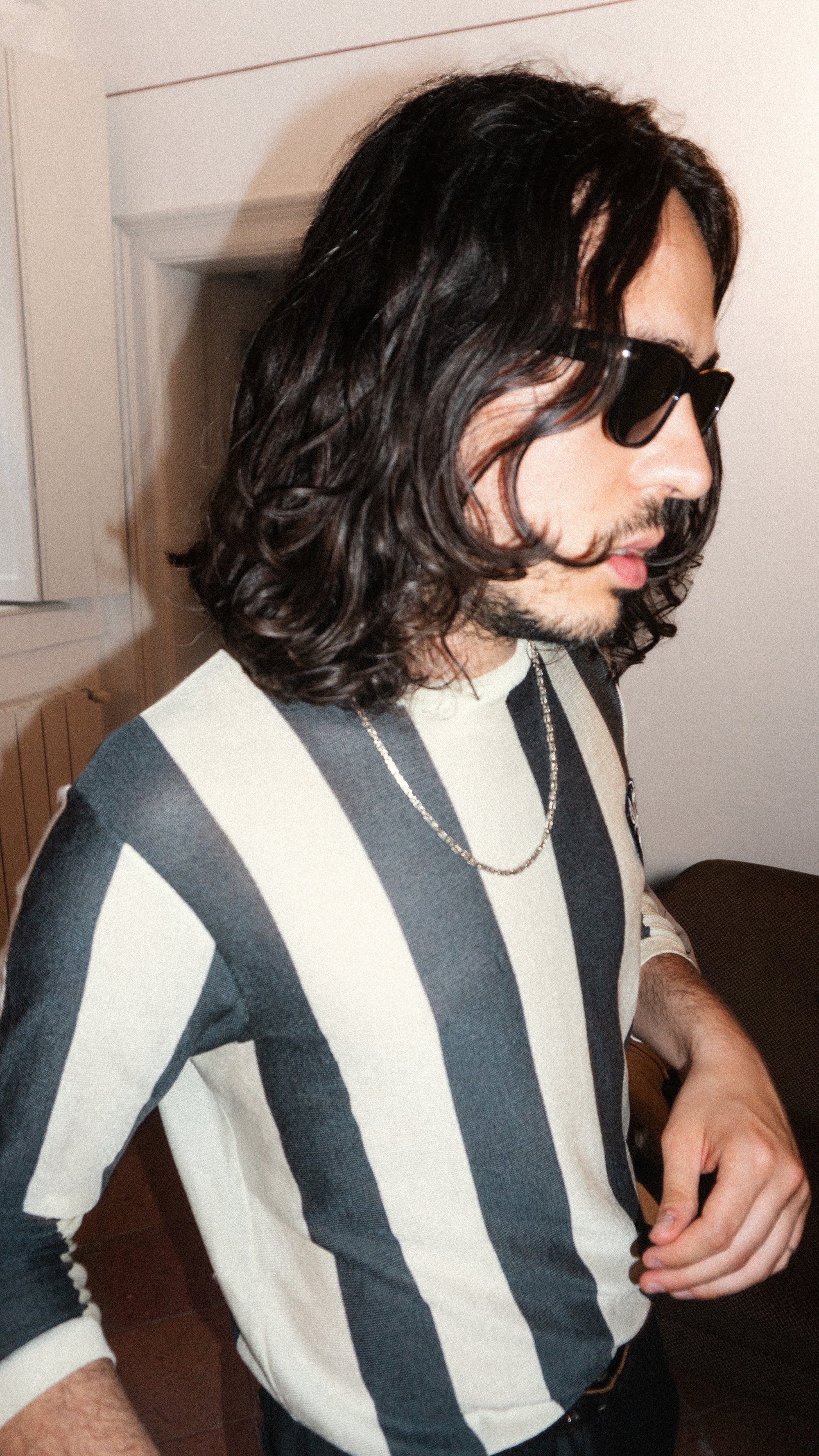 Ivory/London Grey Striped Rival Long Sleeve